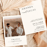 Boho Photo Wedding Invite | Modern Minimalist<br><div class="desc">This lovely Wedding Invitation features a clean minimalist design with accents of modern calligraphy and is perfect to upload a photo of you and your future spouse! Easily edit most wording to match your event! Text and background colors are fully editable —> click the "Edit Using Design Tool" button to...</div>