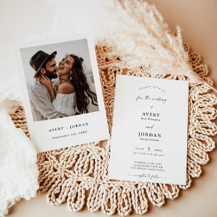 Boho Photo Wedding Invite   Modern Minimalist 