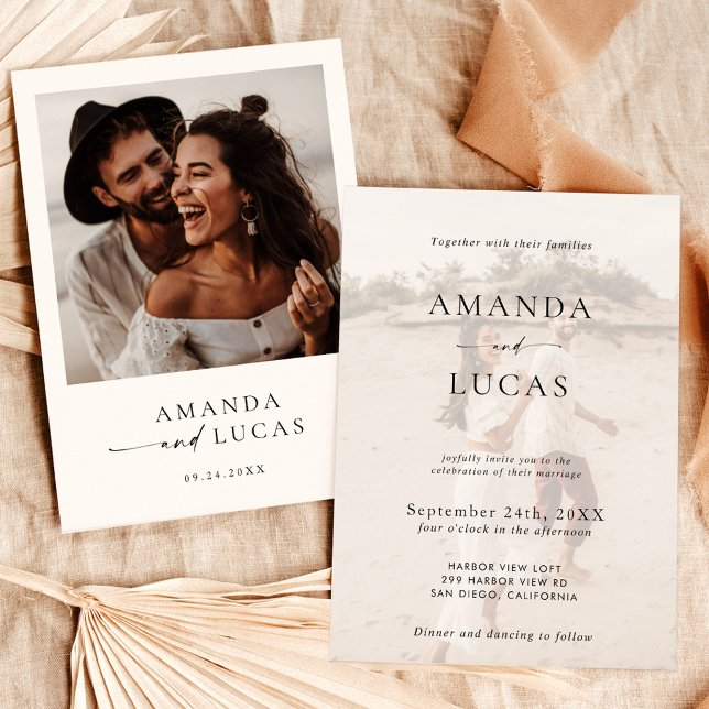 Boho Photo Wedding Invite | Modern Minimalist (Creator Uploaded)