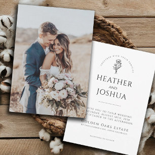 Boho Photo Wedding Invite Modern Minimalist
