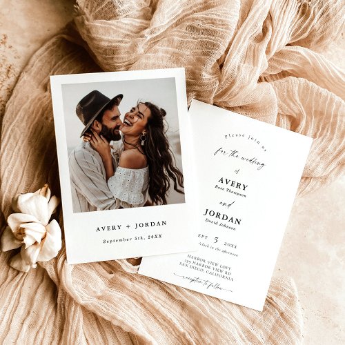 Boho Photo Wedding Invite Modern Minimalist Invit Invitation