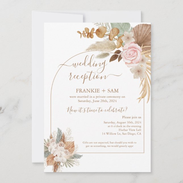Boho Photo Wedding Reception Invitation (Front)