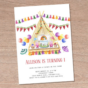 Boho Picnic Birthday Party Invitation
