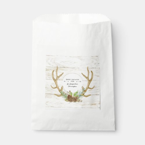 Boho Pine Forest Deer Antlers Arrows Baby Shower Favor Bag