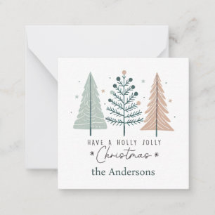 Boho Pine Tree Holly Jolly Christmas Enclosure Note Card