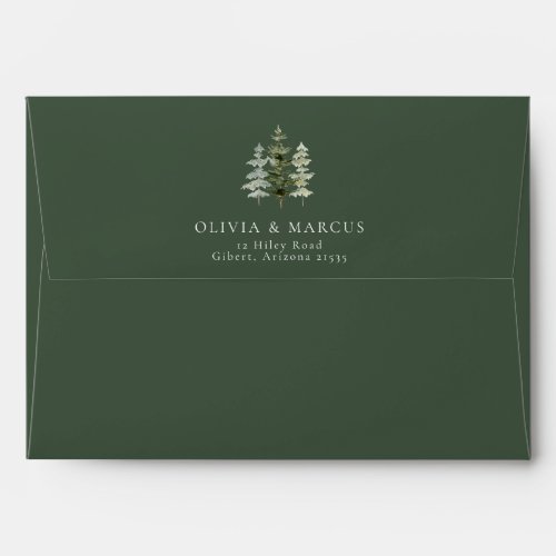 Boho Pine Tree Mountain Forest Elegant Wedding Envelope