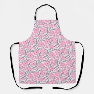 Boho Pink Abstract Floral Pattern Apron