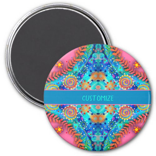 Boho Pink Abstract Personalized Inspirivity Magnet