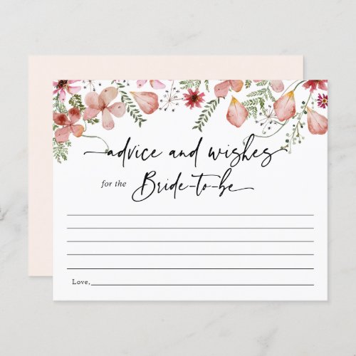 Boho Pink Advice and Wishes for Bride Card