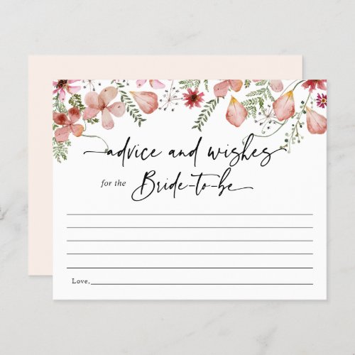 Boho Pink Advice and Wishes for Bride Card