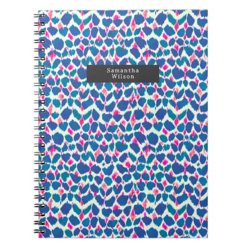 Boho Pink and Blue Brushstroke Pattern Notebook