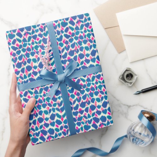Boho Pink and Blue Brushstrokes Wrapping Paper