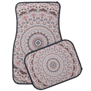 Boho Pink and Blue Mandala Pattern Car Floor Mat