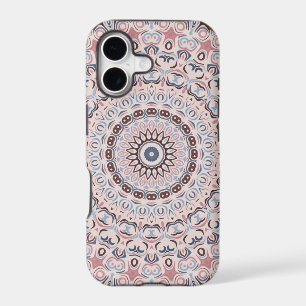 Boho Pink and Blue Mandala Pattern iPhone 17 Case