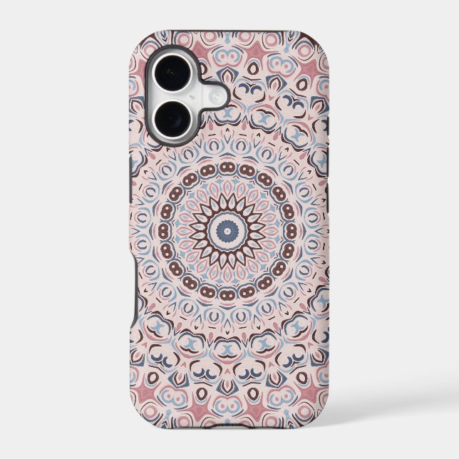 Boho Pink and Blue Mandala Pattern Iphone Case (Back)