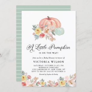 Boho Pink and Blue Pumpkins Autumn Baby Shower Invitation