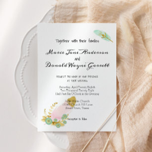 Boho Pink and Gold Feathers Rehearsal Dinner