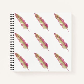 Boho Pink and Green Feathers | Notebook
