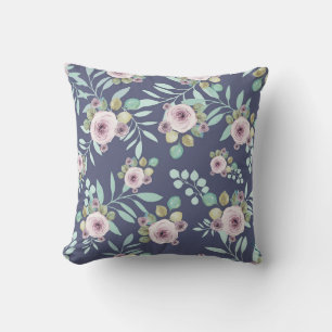 Boho Pink and Green With Purple Back Throw Pillow