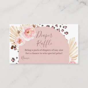 Boho Pink Animals Jungle Diaper Raffle Enclosure Card