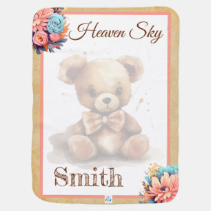 Boho Pink Bear Baby Shower  Baby Blanket