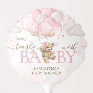 Boho Pink Bear Balloon Baby Shower