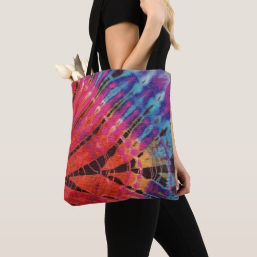 Boho Pink Blue Abstract Modern Art Batik Tie Dye Tote Bag