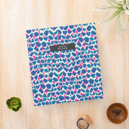 Boho Pink  Blue Brushstrokes 3 Ring Binder