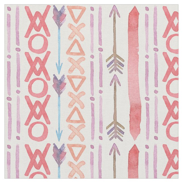 Boho Pink Bold Watercolor Fabric (Close Up)