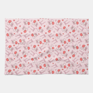 Boho Pink Bow & Berries Kitchen Towel