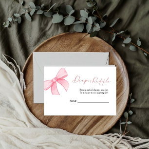Boho Pink Bow  Daiper Raffle for baby Shower Card