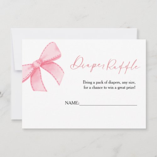 Boho Pink Bow  Daiper Raffle for baby Shower Card