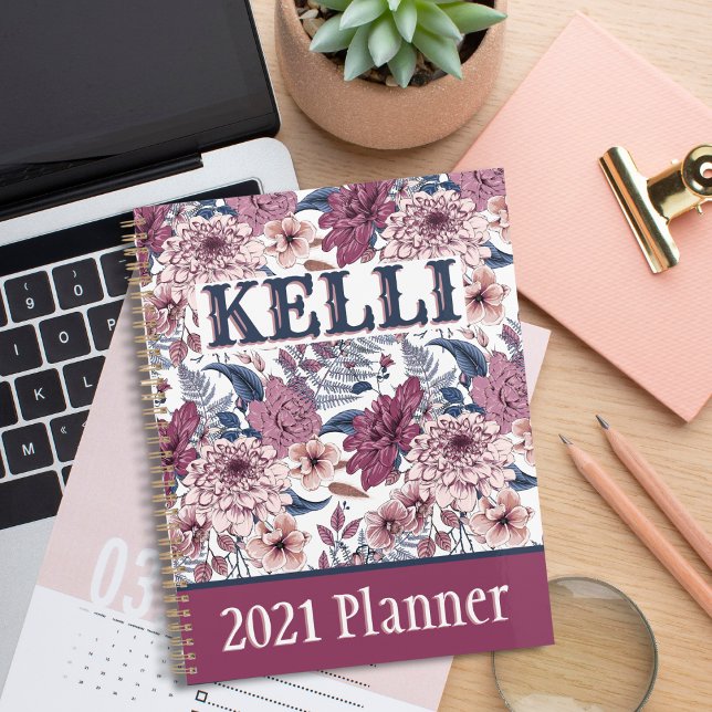 Boho Pink Burgundy Floral and Blue Botanicals Planner (Creator Uploaded)