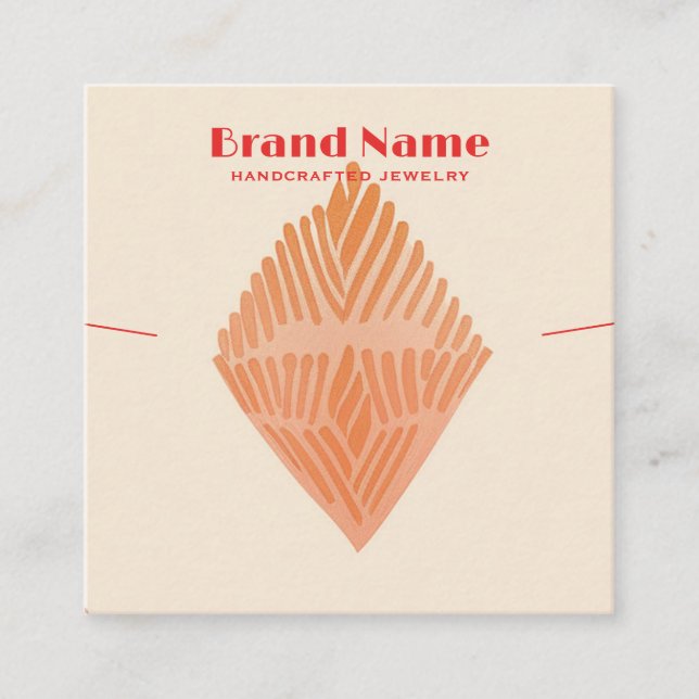 Boho Pink Charm Minimalist Art Necklace Display Square Business Card (Front)