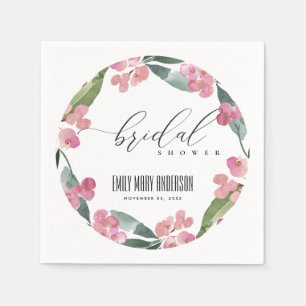 BOHO PINK CHRIST THORN BLOOM FRAME BRIDAL SHOWER NAPKINS