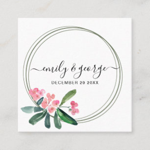 BOHO PINK CHRIST THORN BLOOM WEDDING WEBSITE RSVP SQUARE BUSINESS CARD