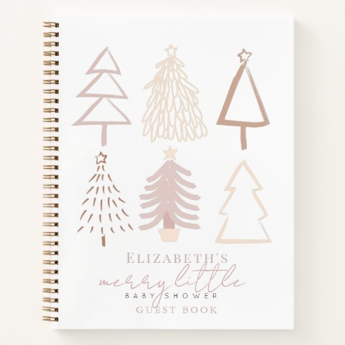 Boho Pink Christmas Trees Baby Shower Notebook
