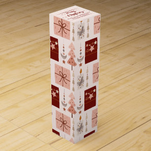 Boho Pink Christmas Wine Box