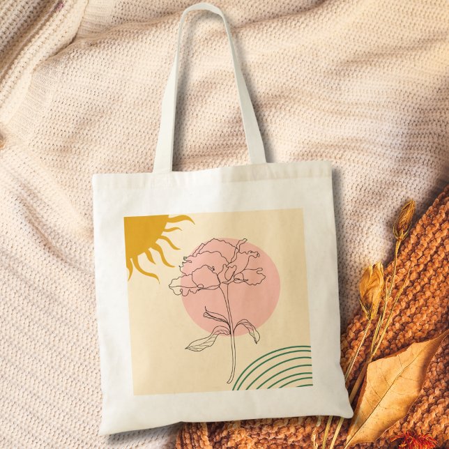 Boho Pink Circle Rose And Sun Tote Bag (Creator Uploaded)