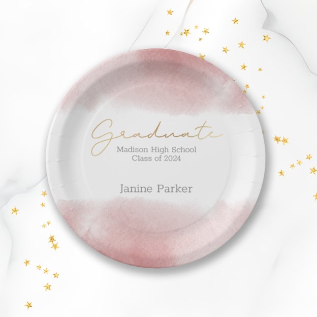 Boho Pink Class Year Graduation Party Paper Plates (Creator Uploaded)