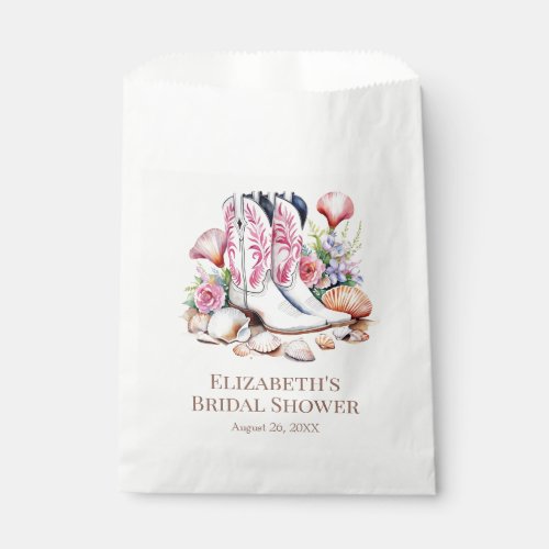 Boho Pink Coastal Cowgirl Boots Bridal Shower Favor Bag