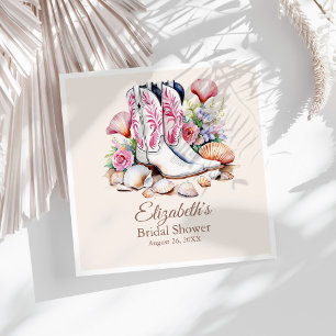 Boho Pink Coastal Cowgirl Boots Bridal Shower Napkins