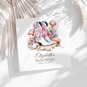 Boho Pink Coastal Cowgirl Boots Bridal Shower Napkins