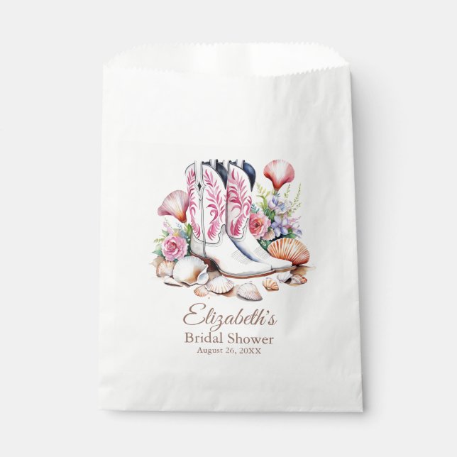 Boho Pink Coastal Cowgirl Bridal Shower Favor Bag (Front)
