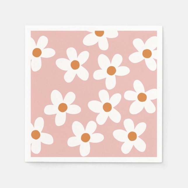Boho Pink Daisy Birthday   Napkins (Front)