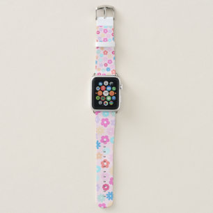 Boho Pink Daisy Flowers Pattern Apple Watch Band