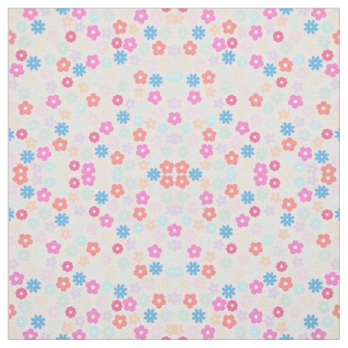 Boho Pink Daisy Flowers Pattern Fabric