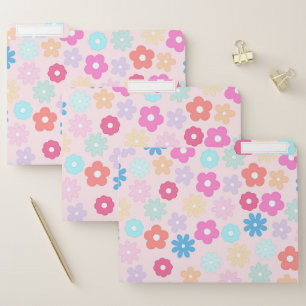 Boho Pink Daisy Flowers Pattern File Folder