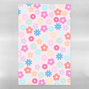Boho Pink Daisy Flowers Pattern Magnetic Dry Erase Sheet