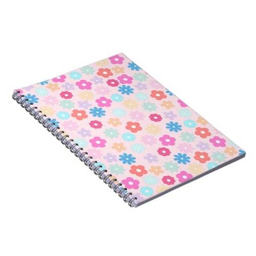Boho Pink Daisy Flowers Pattern Notebook